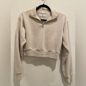 Tan Cozy fleece Perfect 1/4 zip Sweatshirt